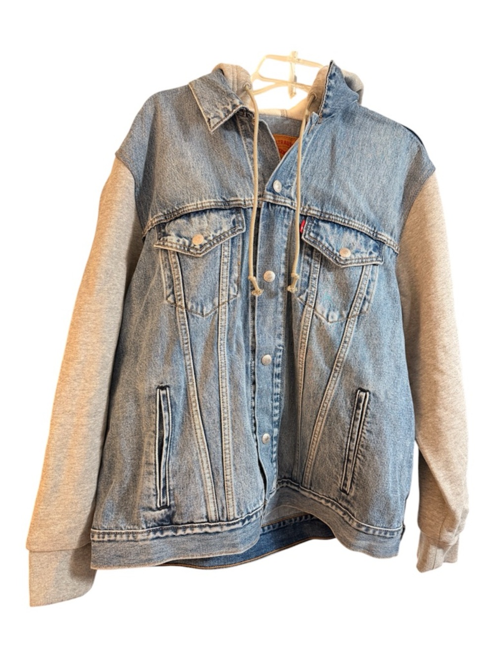 Levi's Light Blue Denim Jacket with Tan Leather Patch